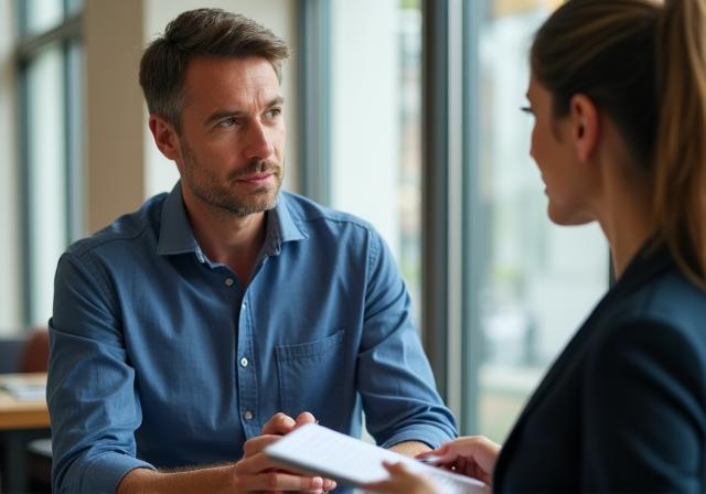 Candidato professionale che discute il proprio percorso di carriera